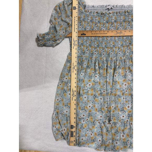 Baltic Born Smocked Floral Puff Sleeve Tiered Dress Blue Yellow 3XL Cottage NWT - Picture 5 of 9